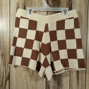 Le Lis Collection Checkered Knit Pull-on Shorts size L